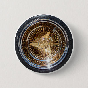 Bóton Redondo 5.08cm O fio Dourado do Lowrider roda o botão