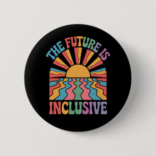 Bóton Redondo 5.08cm O Futuro É Inclusivo LGBTQ Rainbow Pride Retro