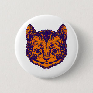 Bóton Redondo 5.08cm O gato de Cheshire cobriu a laranja roxa