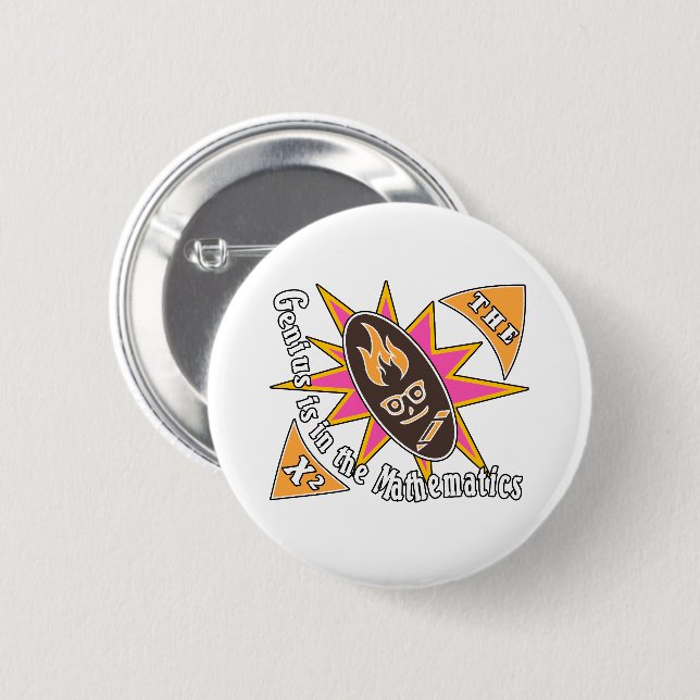 Bóton Redondo 5.08cm O gênio está na matemática (Frente & Verso)
