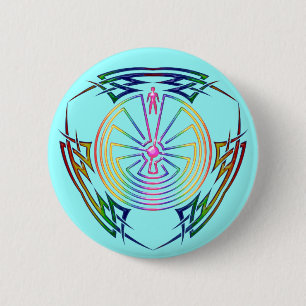 Bóton Redondo 5.08cm O Homem no Maze - Tatuagem Tribal Colorido