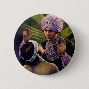 Bóton Redondo 5.08cm O Hypnotist hypnotizes o vintage da jovem mulher