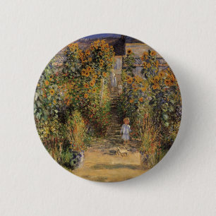 Bóton Redondo 5.08cm O jardim do artista em Vetheuil por Claude Monet