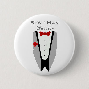 Bóton Redondo 5.08cm O melhor homem - jaqueta de comensal do smoking
