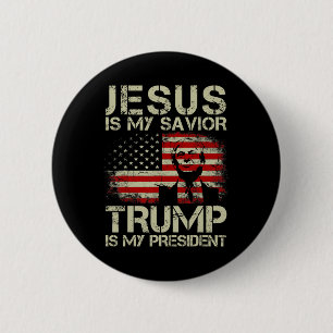 Bóton Redondo 5.08cm O Meu Salvador Trump É O Meu Presidente Trump 2024