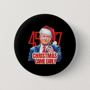 Bóton Redondo 5.08cm O Natal Chegou Engraçado O Donald Trump Papais noe