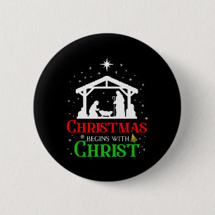 Bóton Redondo 5.08cm O Natal Começa Com A Religião Cristã Cristo J