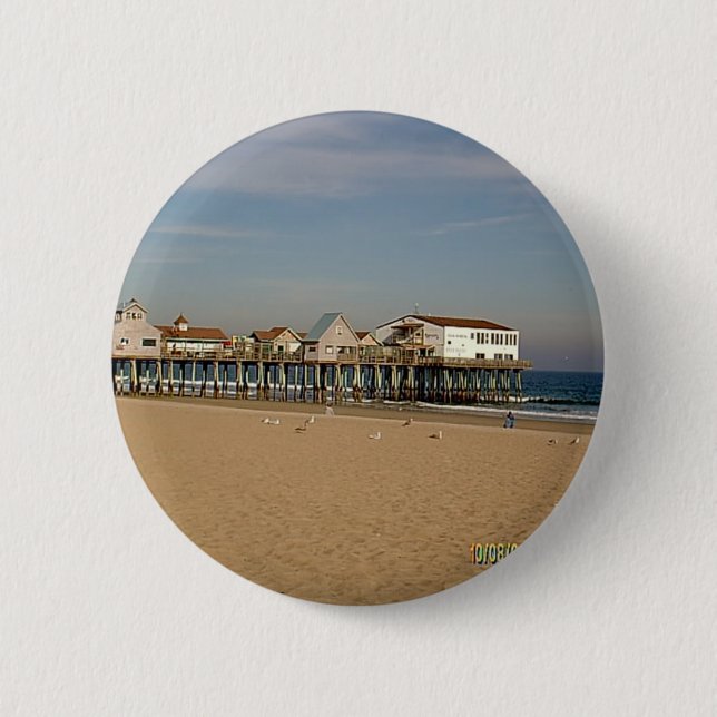 Bóton Redondo 5.08cm O Pier de Old Orchard Beach (Frente)