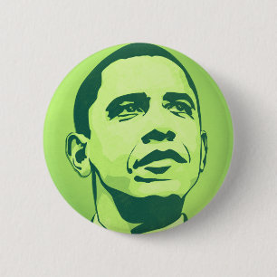 Bóton Redondo 5.08cm O presidente Obama, mudança é agora botão verde