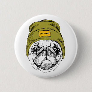 Bóton Redondo 5.08cm O Pug do hipster é legal