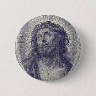 Bóton Redondo 5.08cm O Santo Rosto De Jesus Com Coroa De Espinhos Arte