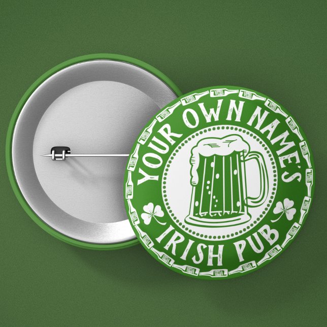 Bóton Redondo 5.08cm O seu nome é Irish Pub | Festa do Dia de São Patrí (Criador carregado)