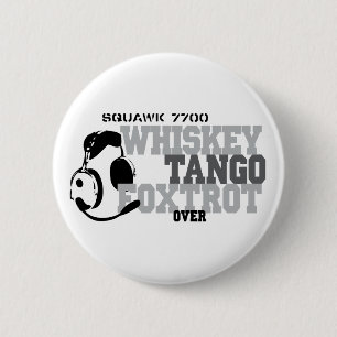 Bóton Redondo 5.08cm O tango do uísque Foxtrot - humor da aviação