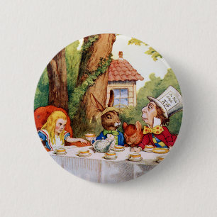 Bóton Redondo 5.08cm O tea party do Hatter louco no país das maravilha