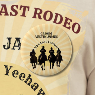 Bóton Redondo 5.08cm O Último Cowboy Yeehaw Pôr do Sol Nome do Noivo De