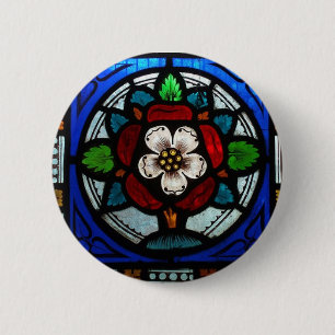 Bóton Redondo 5.08cm O vitral cor-de-rosa de Tudor aumentou
