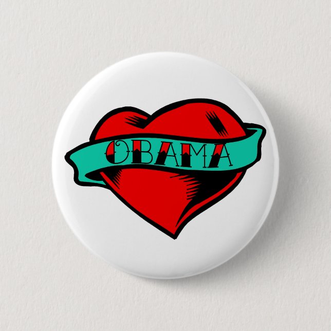 Bóton Redondo 5.08cm Obama Heart Tattoo (Frente)