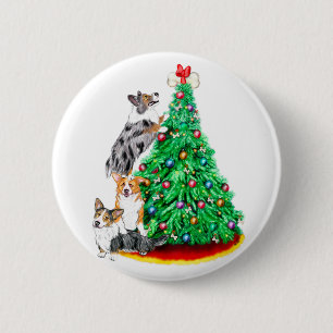 Bóton Redondo 5.08cm Objetivos do alcance de Cristmas do Corgi
