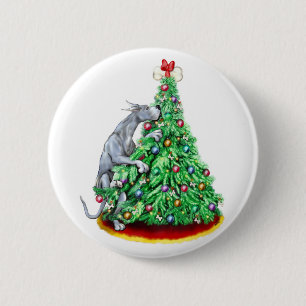 Bóton Redondo 5.08cm Objetivos do alcance do Natal de great dane azuis
