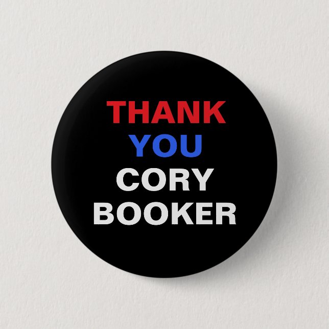 Bóton Redondo 5.08cm Obrigado Cory Booker Botão (Frente)