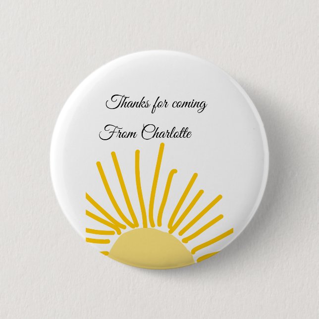 Bóton Redondo 5.08cm obrigado por vir adicionar nome mensagem de texto  (Frente)