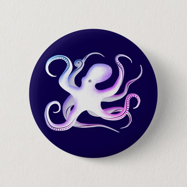 Bóton Redondo 5.08cm Octopus Branco Simples (Frente)