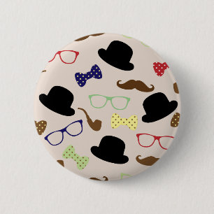 Bóton Redondo 5.08cm Óculos, Chapéus e bigode