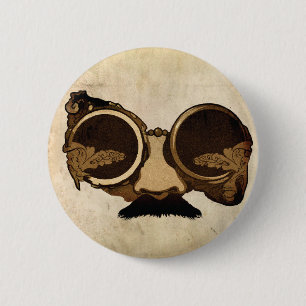 Bóton Redondo 5.08cm Óculos de proteção e bigode de Steampunk