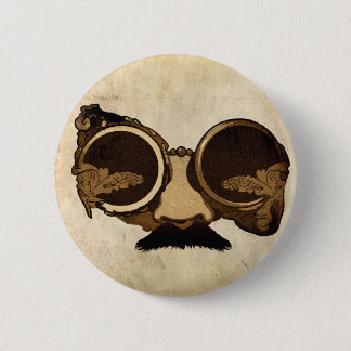 Bóton Redondo 5.08cm Óculos de proteção e bigode de Steampunk