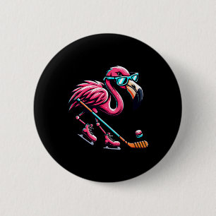Bóton Redondo 5.08cm Óculos de sol de flamingo de hóquei no gelo legal