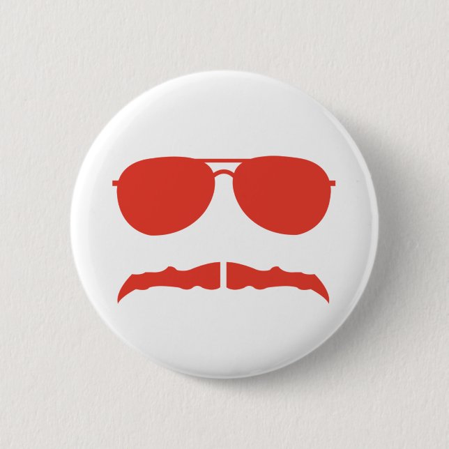 Bóton Redondo 5.08cm óculos de sol e 'stache (Frente)