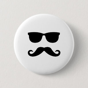 Bóton Redondo 5.08cm óculos de sol e 'stache