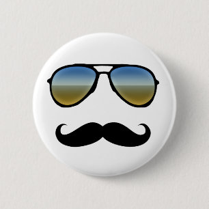 Bóton Redondo 5.08cm Óculos de sol retros engraçados com Moustache