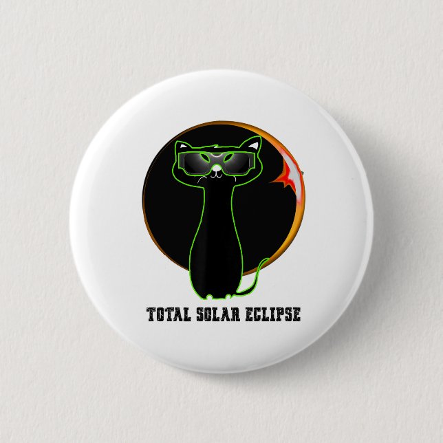 Bóton Redondo 5.08cm Óculos Eclipse Solares de Vestida de Gato Ecli Sol (Frente)