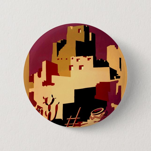 Bóton Redondo 5.08cm Oeste do Sudoeste Pueblo WPA Nacional (Frente)