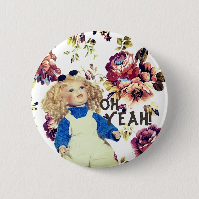 Bóton Redondo 5.08cm Oh, botão yeah Funky (Frente)