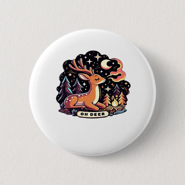 Bóton Redondo 5.08cm Oh Deer Contemporary Graphic Vibe  (Frente)