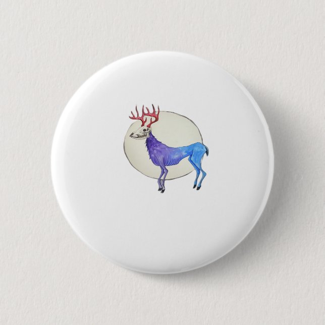 Bóton Redondo 5.08cm Oh Deer Estilo Gráfico Limpo  (Frente)