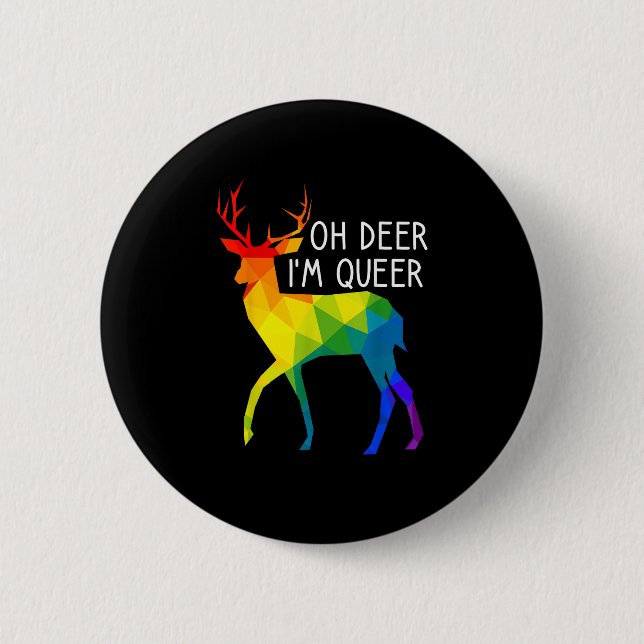 Bóton Redondo 5.08cm Oh Deer Queer LGBTQ Pride Celebration Month  (Frente)