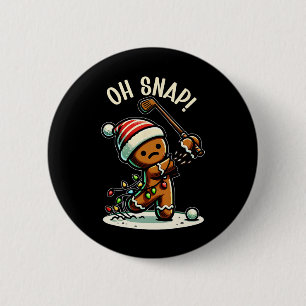 Bóton Redondo 5.08cm Oh Snap Homem de Pão de Mel Golfista Golfe Natal G