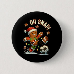 Bóton Redondo 5.08cm Oh Snap Homemem de Pão de Gengibre Natal Futebol