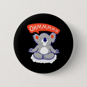 Bóton Redondo 5.08cm Ohmmm Yoga Koala Chá I Meditação Relaxamento