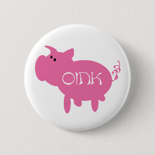 Bóton Redondo 5.08cm Oink camiseta e presentes cor-de-rosa do porco