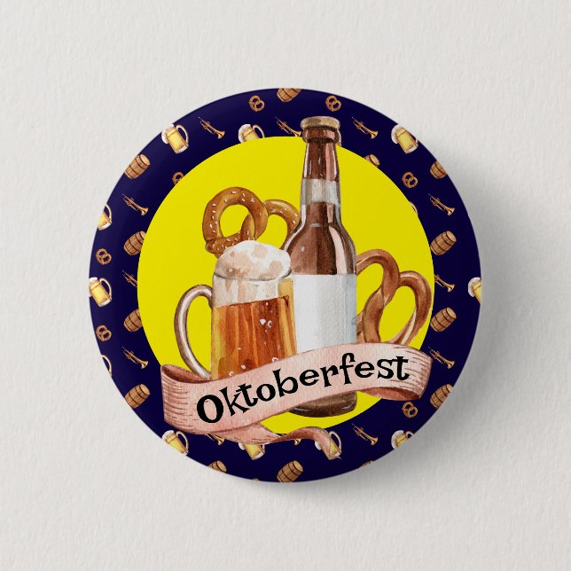 Bóton Redondo 5.08cm Oktoberfest Beer And Pretzels  (Frente)