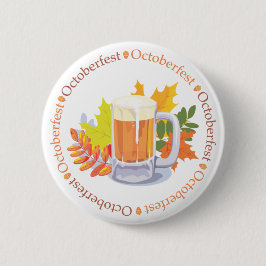Bóton Redondo 5.08cm Oktoberfest Beer e Autumn Leaves