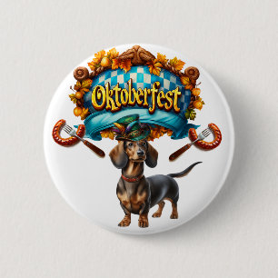Bóton Redondo 5.08cm Oktoberfest Cachorro Wiener 