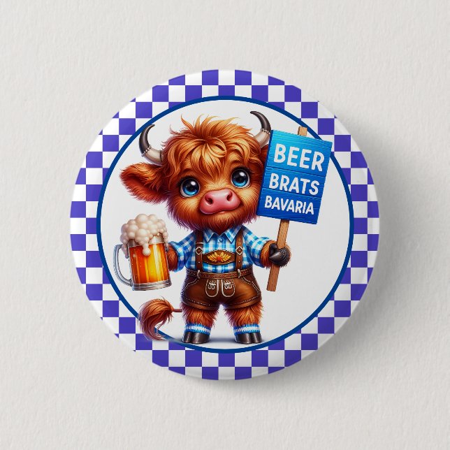 Bóton Redondo 5.08cm Oktoberfest Highland Cow (Frente)