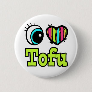 Bóton Redondo 5.08cm Olho Brilhante Coração Eu Amo Tofu