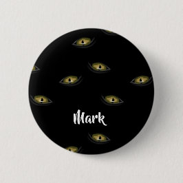 Bóton Redondo 5.08cm Olhos de gato de nome personalizado em preto