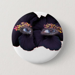 Bóton Redondo 5.08cm Olhos de Hibiscus - Preto/Roxo